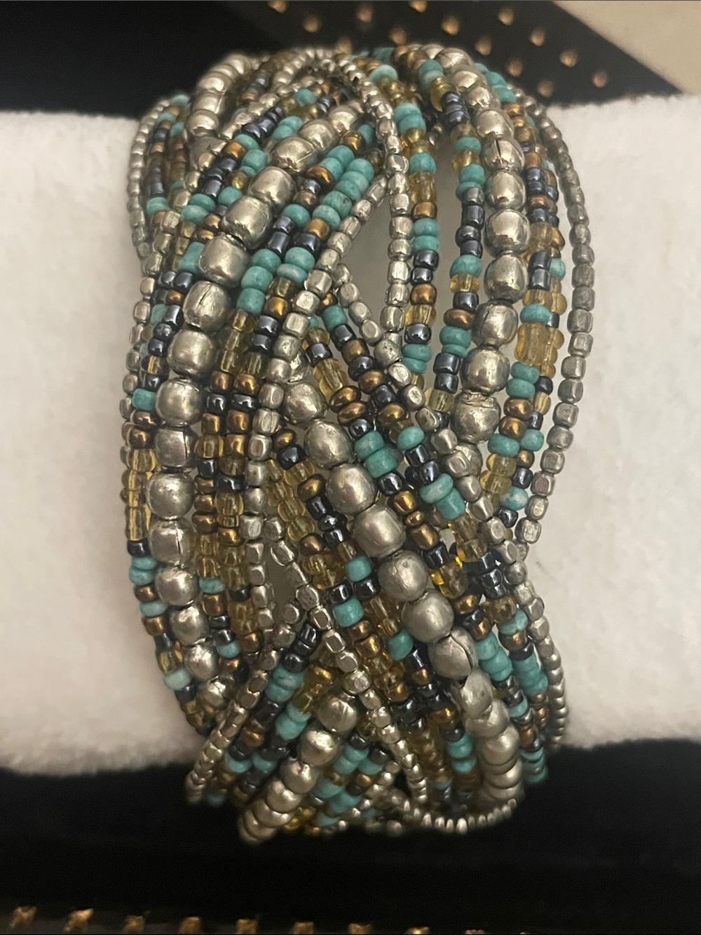 Beaded Memory Wire Cuff Bracelet